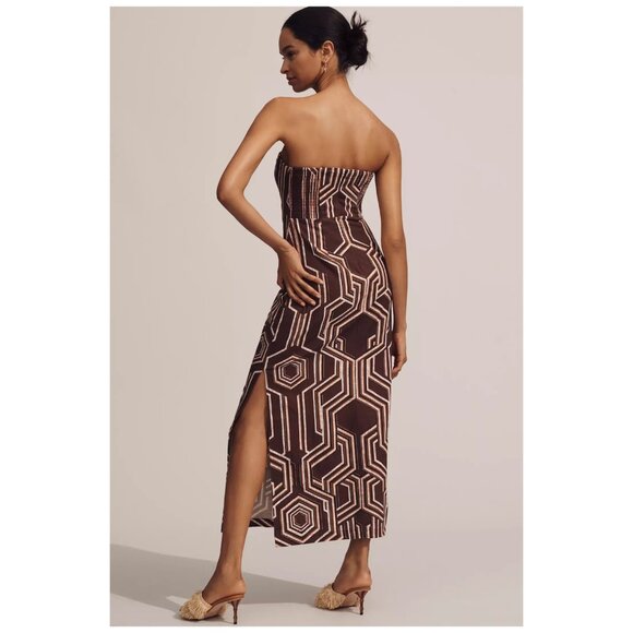 ANTHROPOLOGIE | Linen Blend Plunge-Neck Midi Dress | NWT - Picture 3 of 5